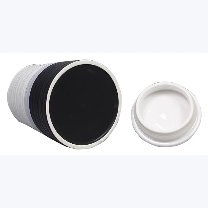 Young's Inc. 4 Pcs Set Rustic Modern Ceramic Canisters- Storage Container for Kitchen and Bathroom - Beautiful Home Decor Accent to Store Food, Coffee, Tea, and More - Black, White
