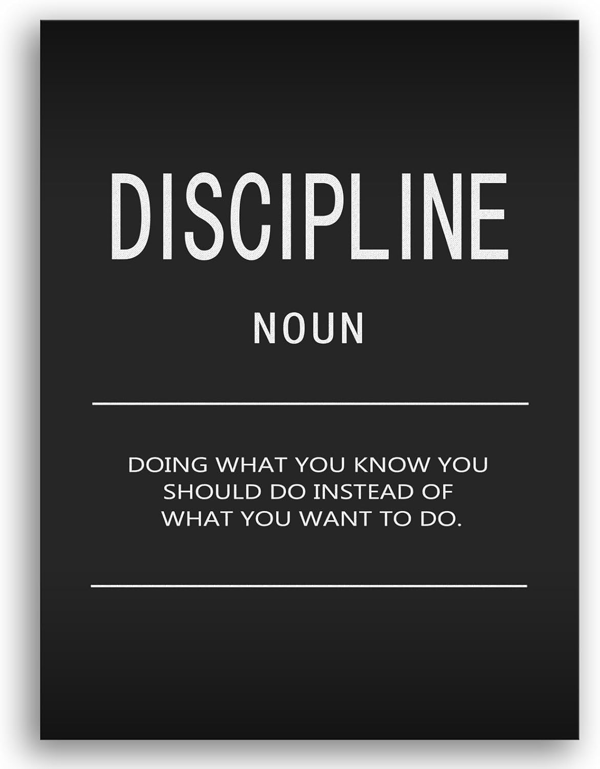 Office Decor Discipline Noun Inspirational Canvas Wall Art Inspiring Painting Prints Motivational Quotes Posters Inspiration Living Room Home Decor Artwork Framed Ready to Hang[18" W x 24" H]