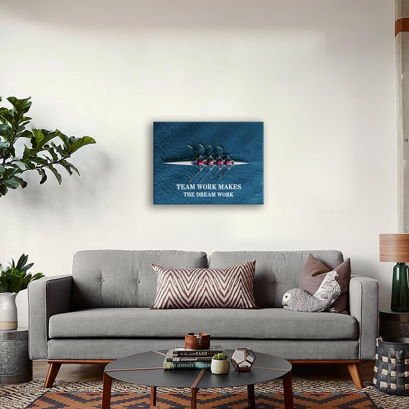 Motivational Canvas Wall Art Team Work Makes The Dream Work Inspirational Painting Positive Quotes Poster Team Pictures Print Wall Decor Artwork for Bedroom Living Room Office Framed[18" W x 24" H]