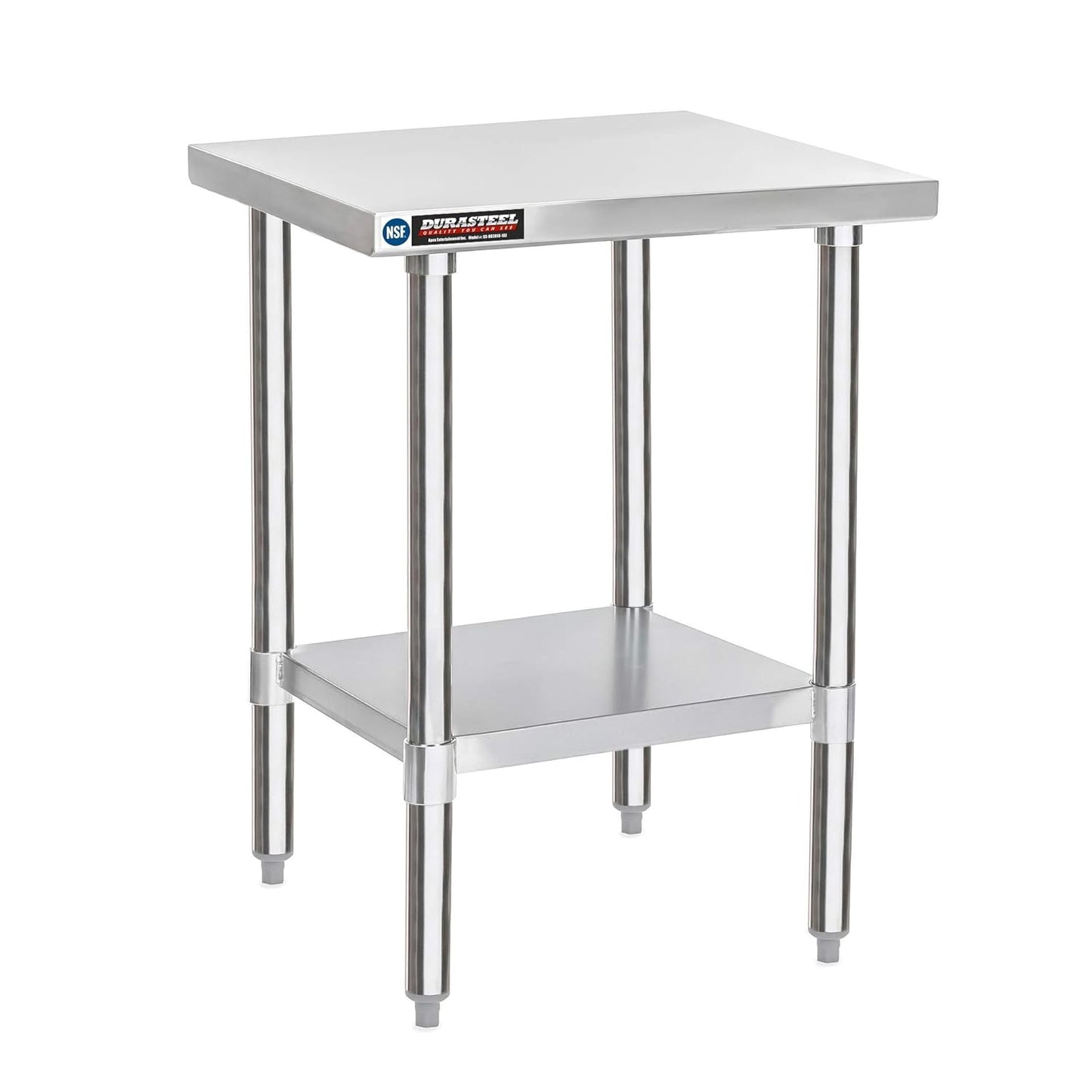 DuraSteel 30x18 Small Stainless Steel Table - NSF Commercial Kitchen Island Food Prep Worktable - Metal Side Mixer Stand with Under Shelf - For Laundry Room, Kitchen, Outdoor Grill, Tiny Spaces
