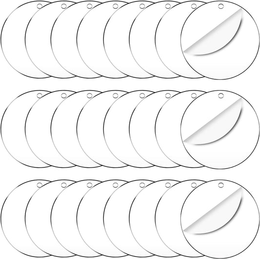 50 Pieces Clear Acrylic Circle with Hole 75x1.5 mm Transparent Acrylic Ornament Blanks 3" Blanks Round Sheets for Decorative Tags with Paintings