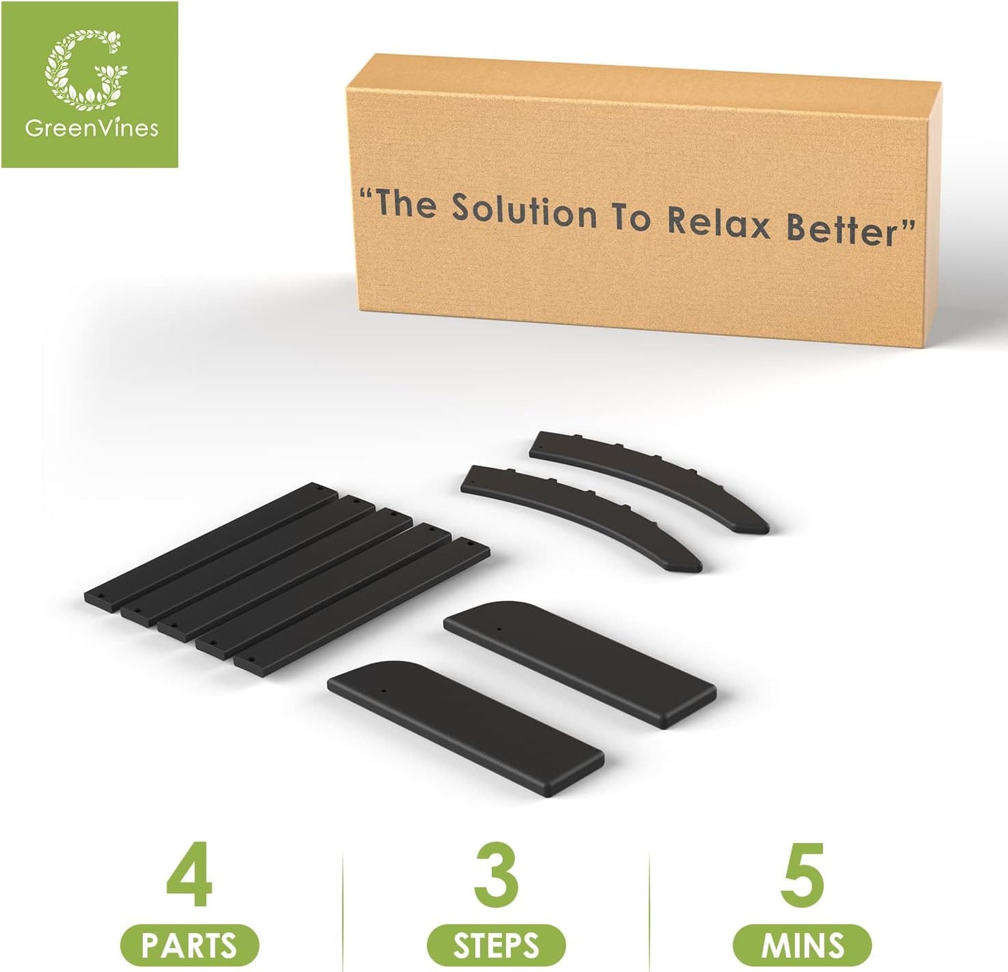 GREENVINES Adirondack-Ottoman | Set of 2 | HDPE Plastic | Outdoor Footrest | All Weather | Foot Rest | Foot Stool | Black | for Adirondack Chair | for Patio Backyard Pool