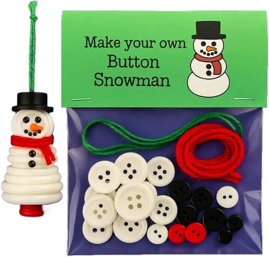DIY Christmas Button Ornament Making Set - Snowman/Santa/Angel, Fun Holiday Craft Kit for All Ages, Ideal Xmas Tree Hanging Decor & Festive Gifts (8pcs-B)