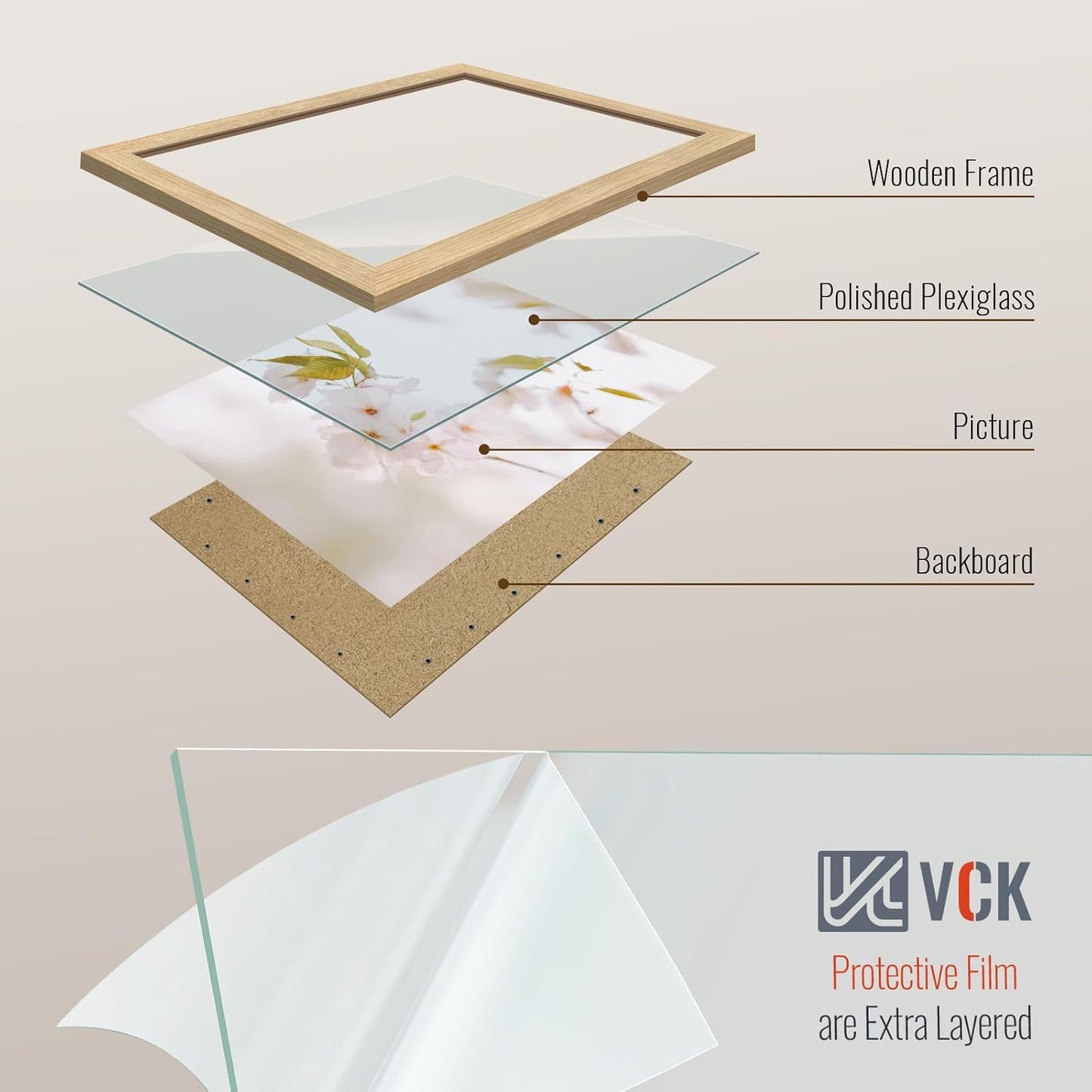 VCK 13x19 Oak Wood Frame for Poster & Picture, Natural Solid Wood Photo Frames 3 Pack, Wall Gallery Frame