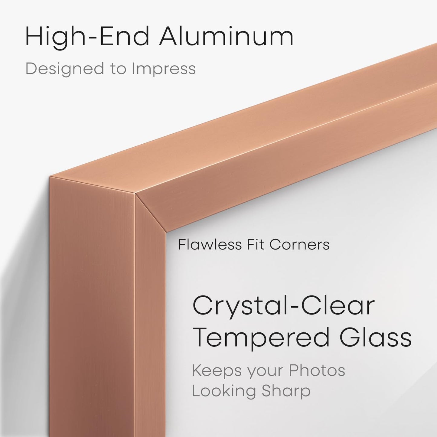 Homeforia 9x12 Rose Gold Frame, High End Metal 9 x 12 Picture Frames with Mat 7 by 10 inch Photo, 9by12 Poster Frame Matted to 7x10 Art, 12x9 Wall or Tabletop Frame, Tempered Glass, Wall Kit, Set of 1