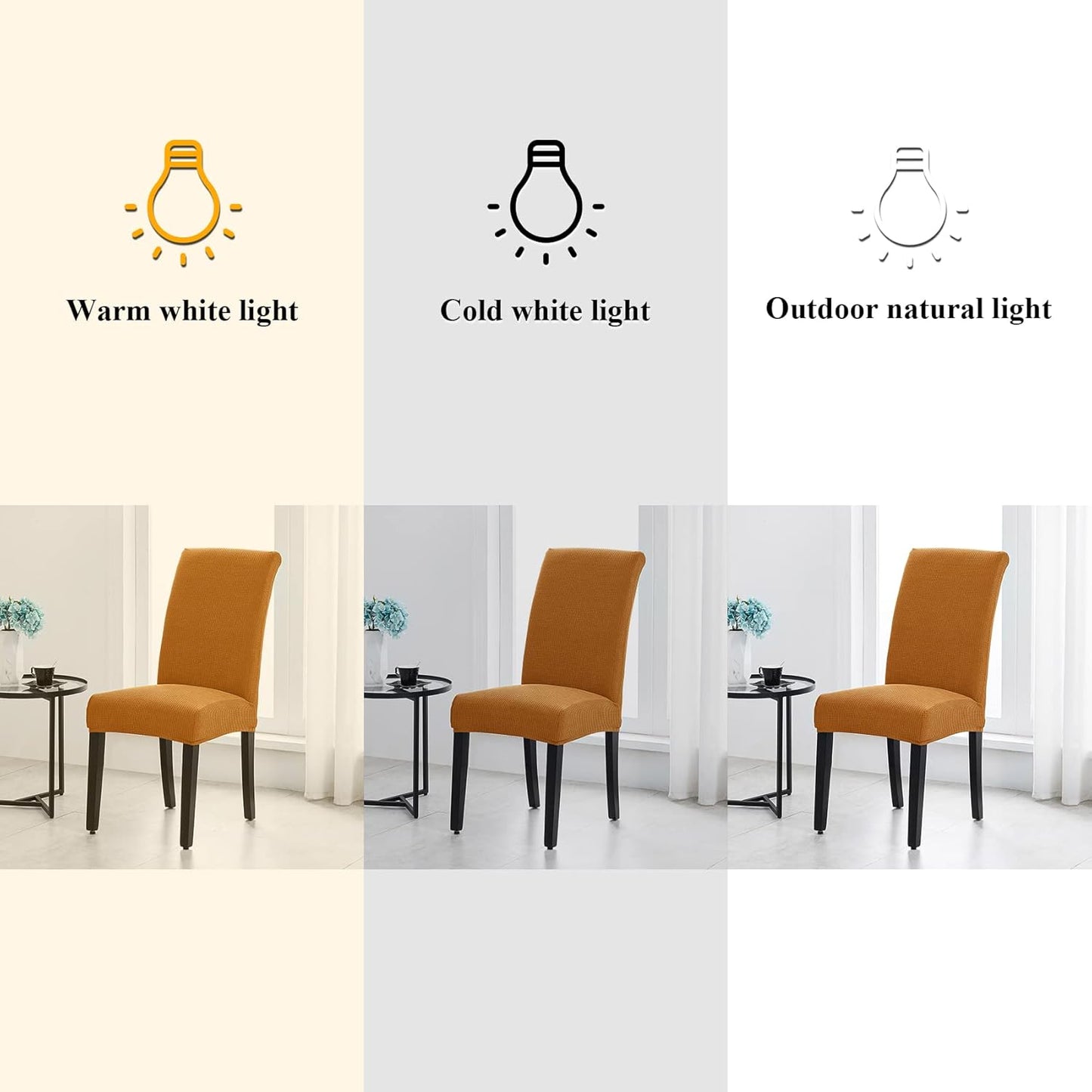 Joccun Chair Covers for Dining Room Set of 8, Dining Chair Slipcovers Stretch Dining Room Chair Covers Seat Protector,Washable Parsons Chair Cover for Home,Hotel,Banquet(Gold,8 Pack)