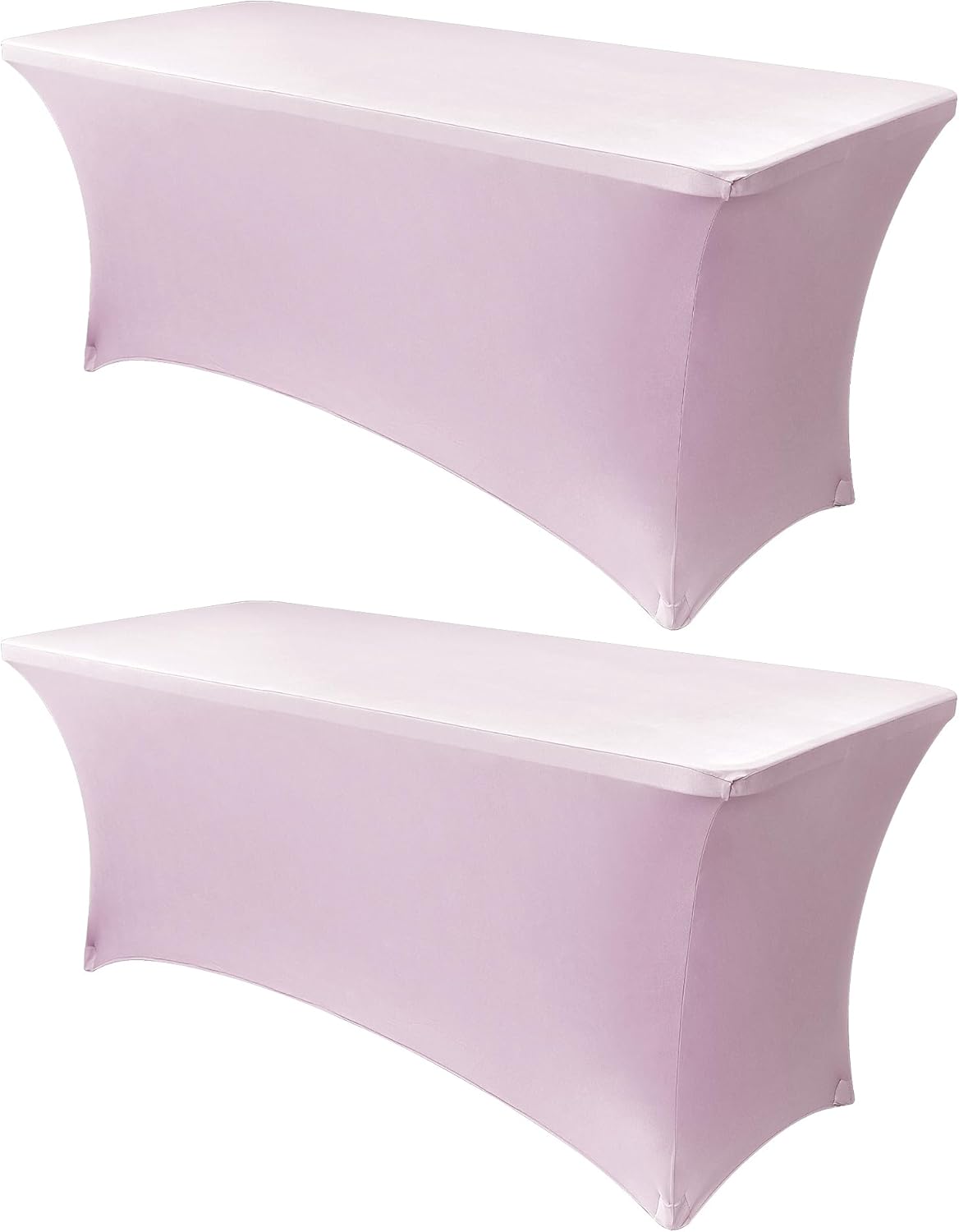 Obstal 4Ft Stretch Spandex Table Cover for Standard Folding Tables - 2 Pack Universal Rectangular Fitted Tablecloth for Party, Banquet, Events, Trade Show (Light Pink, 48L x 24W x 30H Inches)