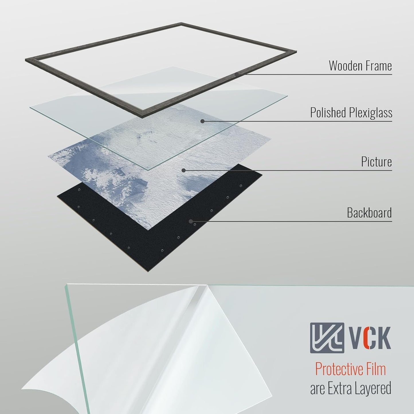 VCK 14x24 Frame 3 Pack, Gray Solid Wood Picture Frame, Exclusive Wood Grain, Wall Gallery Frame