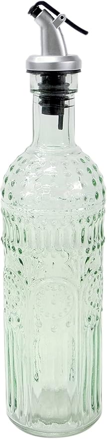 Grant Howard Etrusco Embossed Glass Oil and Vinegar Cruet with Pourer, 16 oz, Translucent