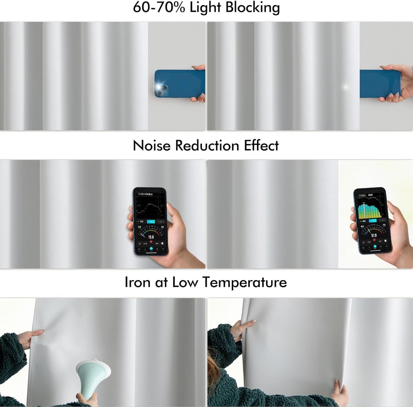 MIULEE Back Tab Light Blocking Curtains 108 Inch Long 2 Panels Set for Living Room Bedroom Privacy, Greyish White Rod Pocket/Pinch Pleated Extra Long Thermal Insulated Room Darkening Blackout Drapes