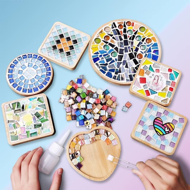 1.1 LB Irregular Crystal Mosaic Tiles,Small Particle Color Decal Crystal Glass Tile DIY Hobbies Children Handmade Crystal Craft for DIY Handmade Decorative Materials (Coffee Brown Series)