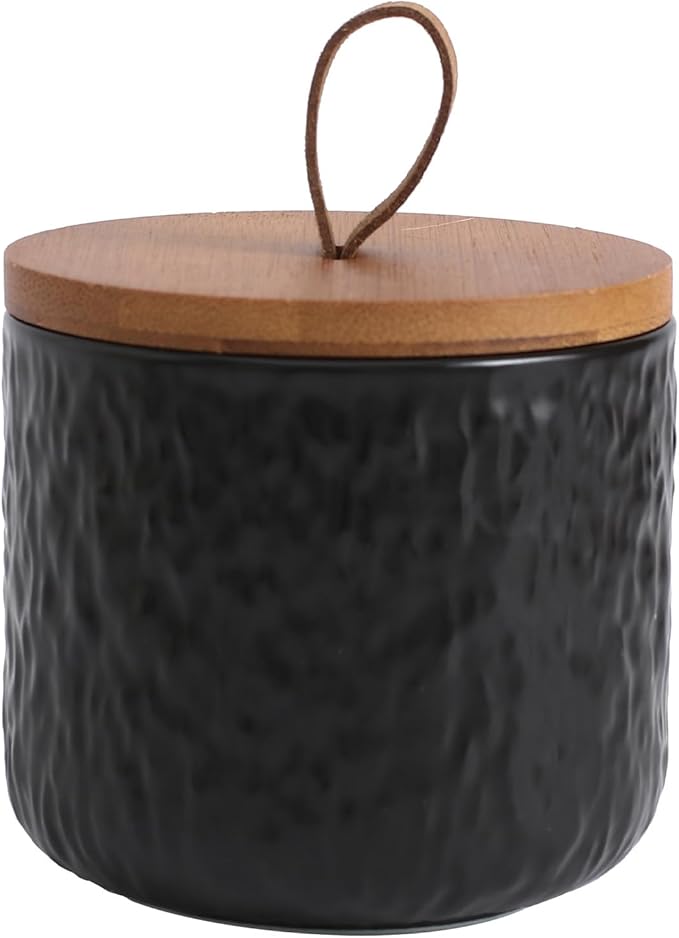 Kitchen Canisters for Countertop, Ceramic Coffee Canisters with Airtight Lids Food Storage Jars Sugar Container for Kitchen Counter Tea, Coffee Beans, Spice (#001Black-9oz/260ml)