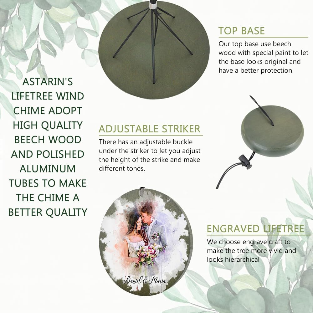 ASTARIN Personalized 20th 50th Anniversary Wind Chime, Happy Anniversary Wedding Valentine's Day Gift for Wife Husband Men Women Sister, Golden Anniversary Keepsake Decorations for Parents Couples