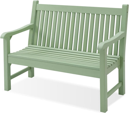 Psilvam Garden Bench, 2-Person Poly Lumber Patio Bench, All-Weather Outdoor Bench That Never Rot, Memorial Bench, Suit for Garden, Porch and Park (Green)