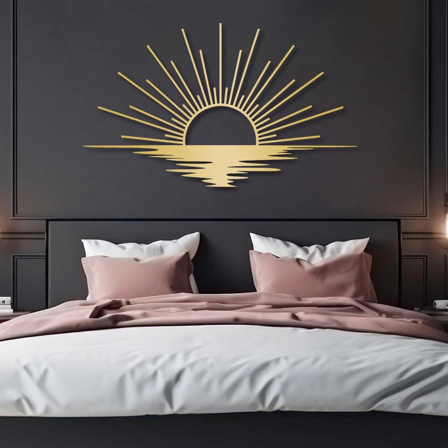Sunrise Metal Wall Art, Metal Sun Wall Decor, Metal Sun Outdoor Decor, Large Metal Sun Wall Art, Sun Wall Art, Boho Sun Wall Art, Sunshine Metal Sign, Living Room Bedroom Wall Hangings (Black, 24"x 17"| 62x37cm )