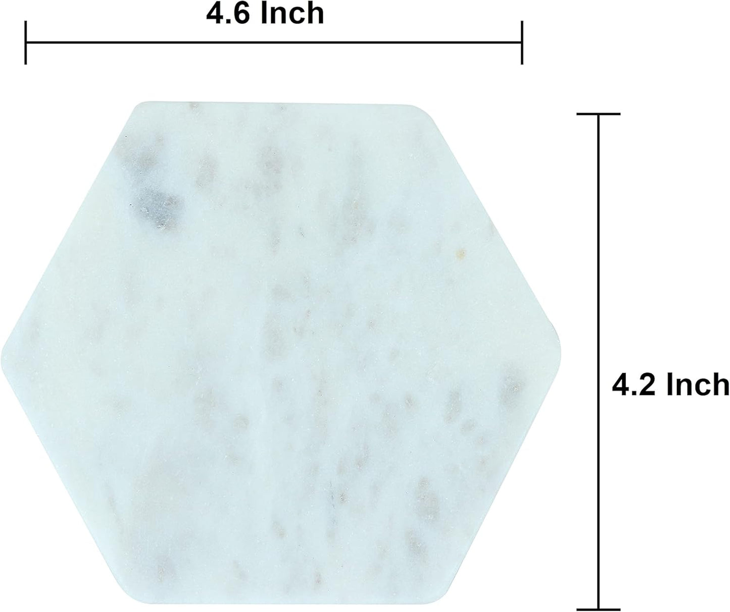 Set of 6 Hexagon Marble Coasters | White Decor for Modern Homes | Drink Coasters for Coffee Table, Dining, Bar or Office| Made from 100% Solid Real Marble | Cute Stone Coasters