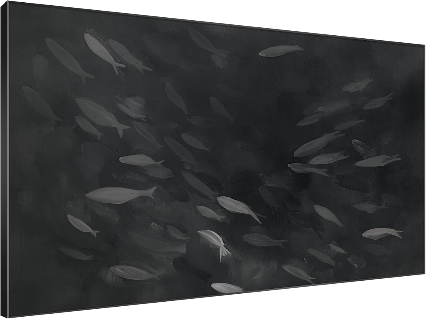 SIGNWIN 46"x72" Extra Large Framed Wall Art Monochrome Fish Silhouettes Illustration for Home Living Room Bedroom Decor (Frame Assembly Required)