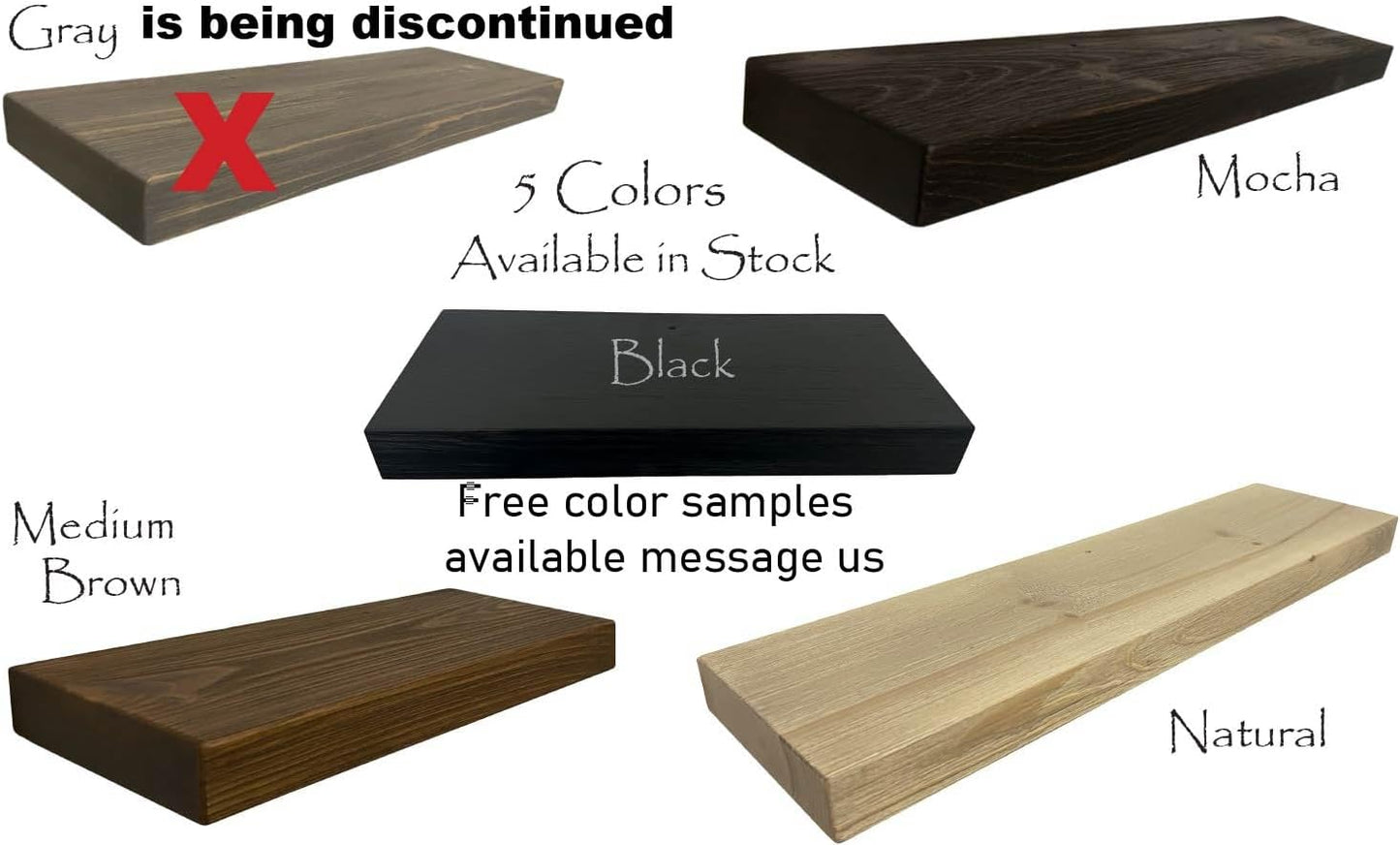 joelsantiques - 42 Inch Wooden Floating Shelves for Wall - 42x6x2 in - Made of Natural Wood - Long Heavy Duty Rustic Wall Shelves for Bedroom - Perfect for Living Room, Kitchen - Black