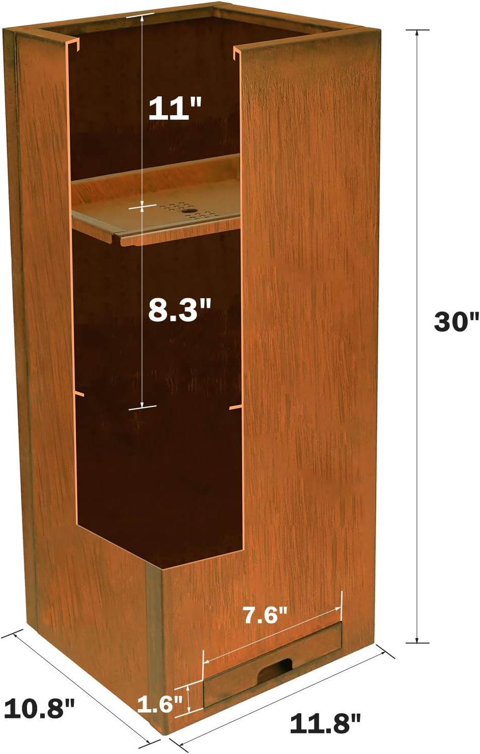 KOL Pre-Rusted Steel 30''H Planter Box, Weathering Steel Planter Box,Rustic Finish Metal Tall Rectangular Plant Pot, Modern Industrial & Residential Outdoor Indoor, 12" L. x 12" W. x 30" H, Rusty.