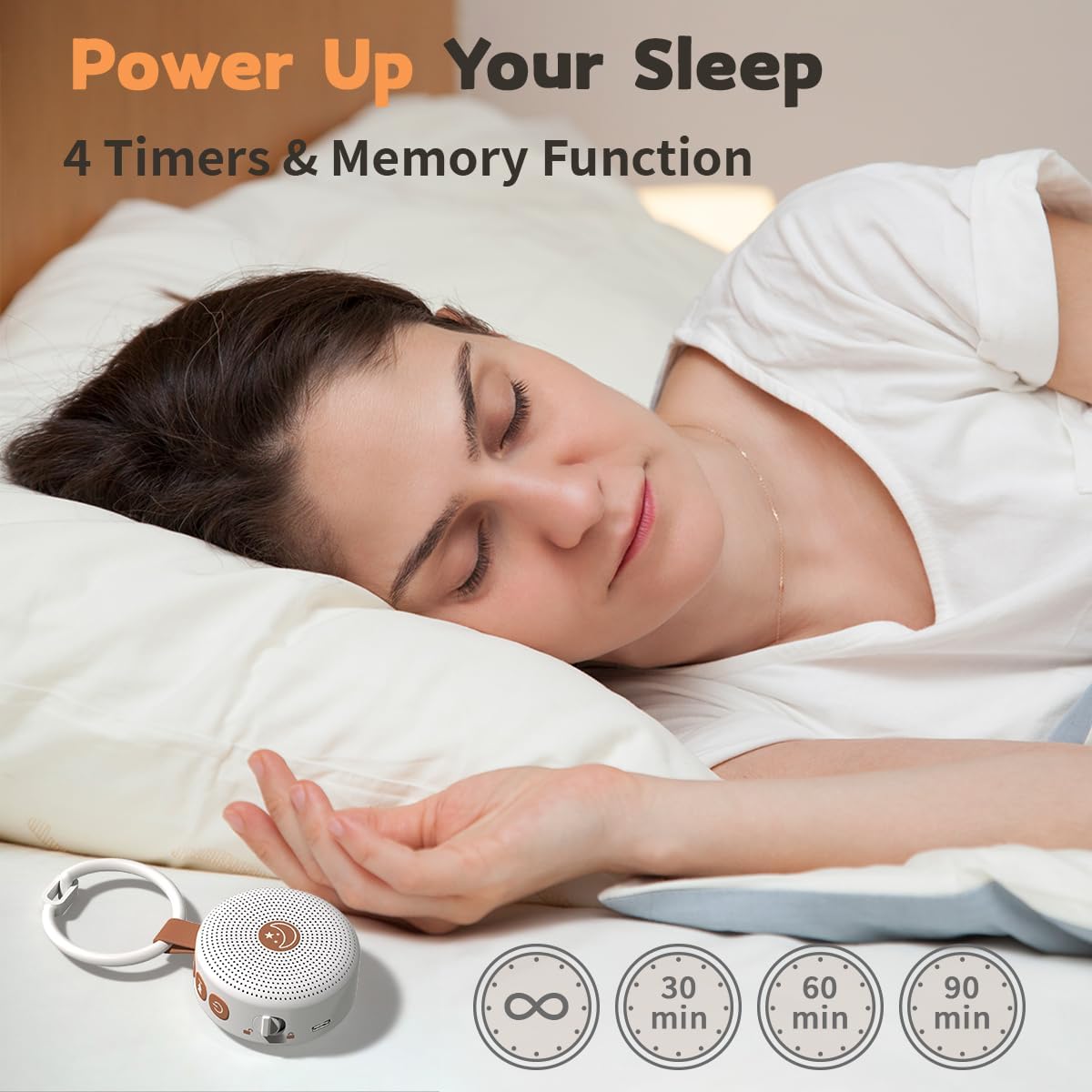 Mini Sound Machine Portable Baby White Noise Machine with 30 Soothing Sounds for Kids Adults Auto-Off Timer 32 Volume Levels Rechargeable Brown Noise Sleep Machine for Home Office Privacy and Travel