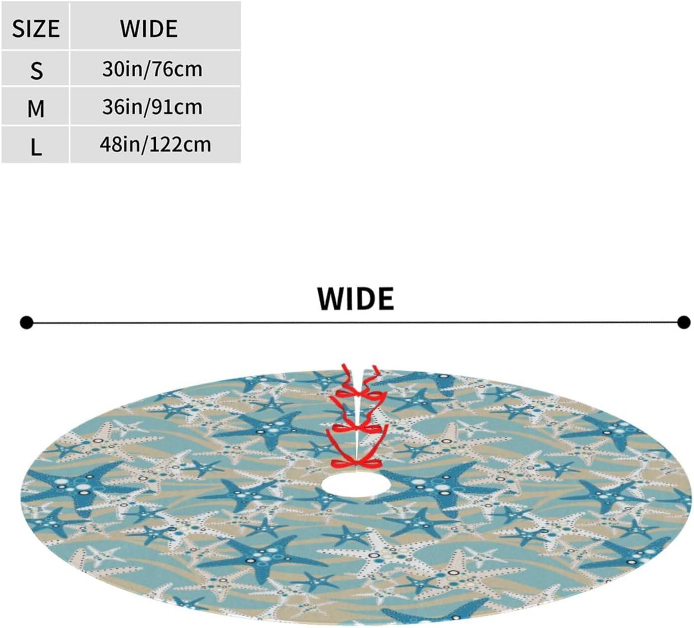 Christmas Tree Skirt,Beach Starfish Xmas Tree Skirt Rustic Farmhouse Tree Skirt for Christmas Decor Xmas Holiday Home Party Decorations36