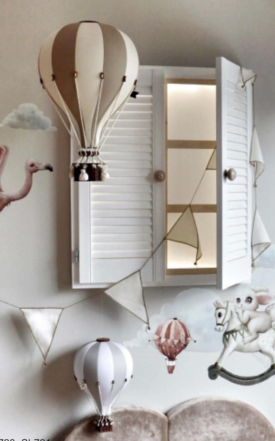 Decorative Hot Air Balloon Baby Shower Centerpieces - Nursery and Toddler Room Bedroom Decor - Home Decorations - Gold/Beige