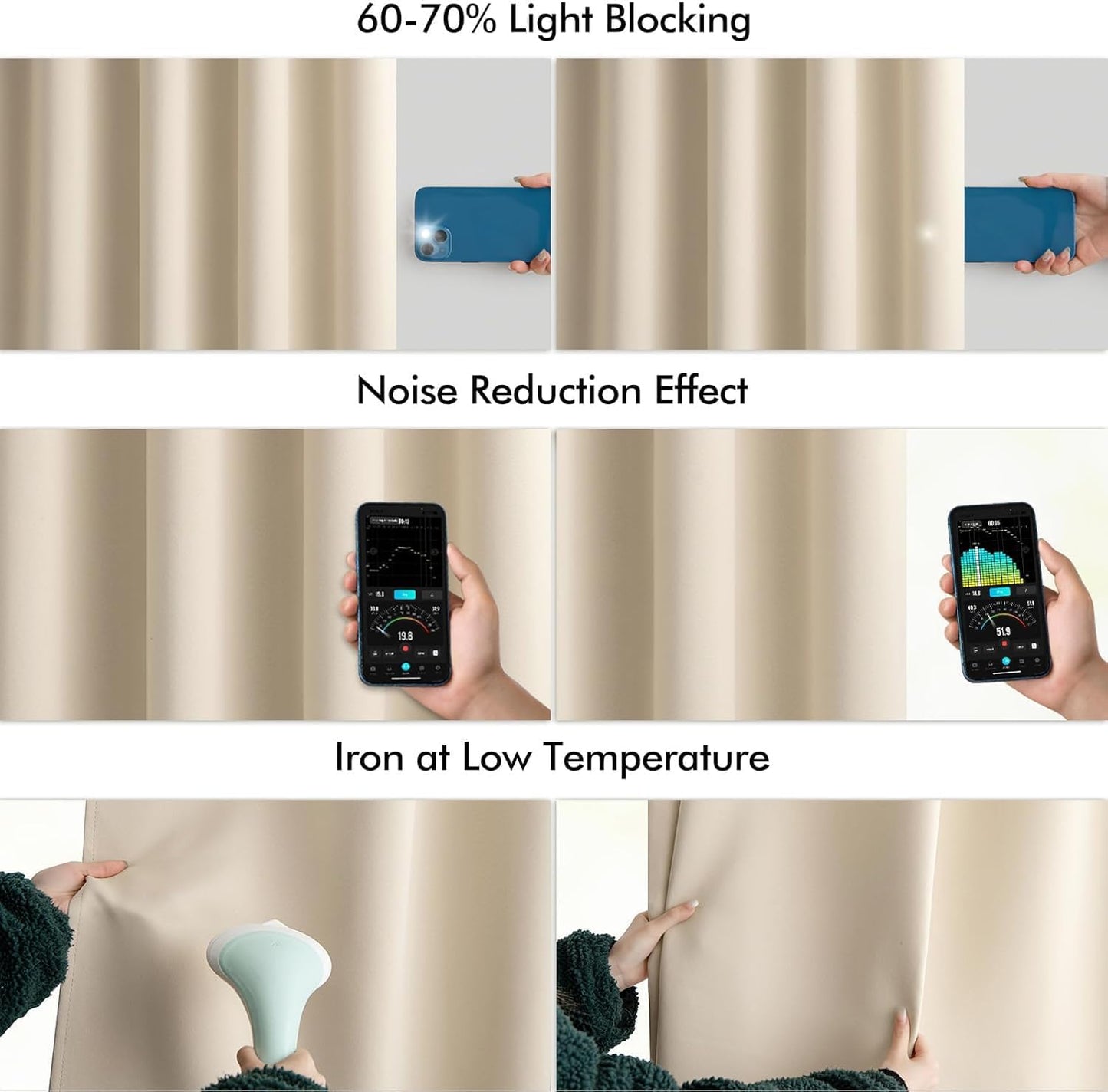 MIULEE Back Tab Cream Beige Curtains 84 Inch Length 2 Panels Set for Living Room Bedroom, Ivory Rod Pocket/Pinch Pleated Light Blocking Thermal Insulated Room Darkening Blackout Curtain 84 Inches Long