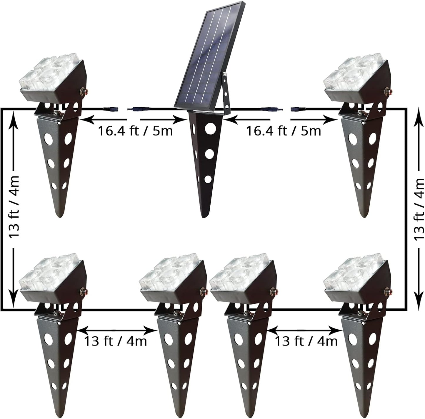 Solar Spot Lights Outdoor Waterproof IP65 Landscape Spotlights with Metal Stake Total 84ft Cable 6-in-1 Warm White Auto On/Off Dusk to Dawn Uplights for Trees Garden Yard Landscape Downlight