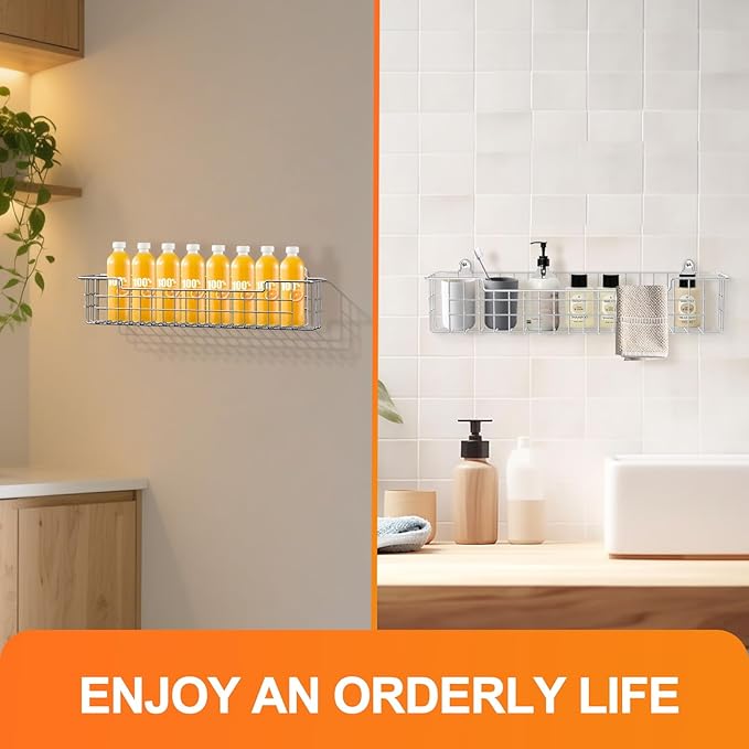 Spice Rack Wall Mount, 4-Pack Seasoning Organizer for Kitchen Storage Organization, Spice Holder Shelf Saving Space for Cabinet, RV, Pantry, Silver