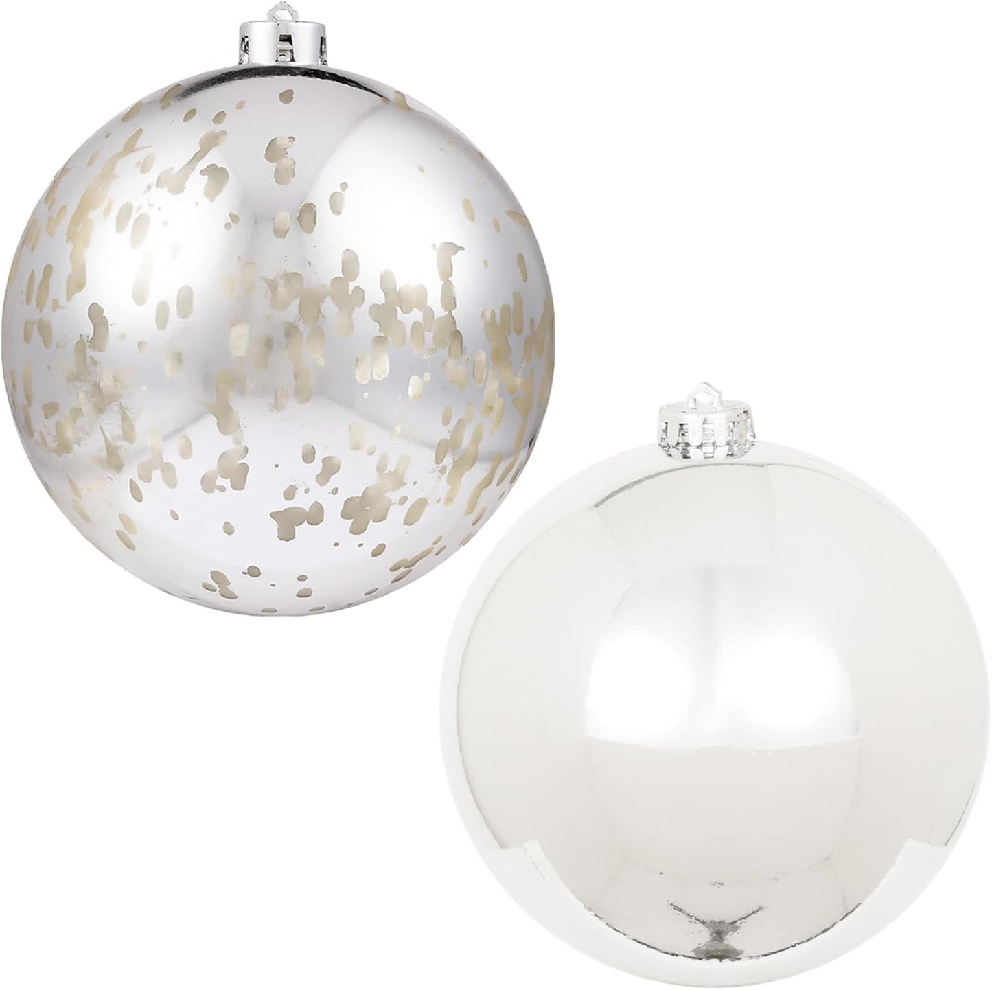 XmasExp Large Christmas Ball Ornaments,2pcs Silver Giant Shatterproof Plastic Hanging Mercury Xmas Ball Decorations Christmas Tree Ornaments (Silver, 6")