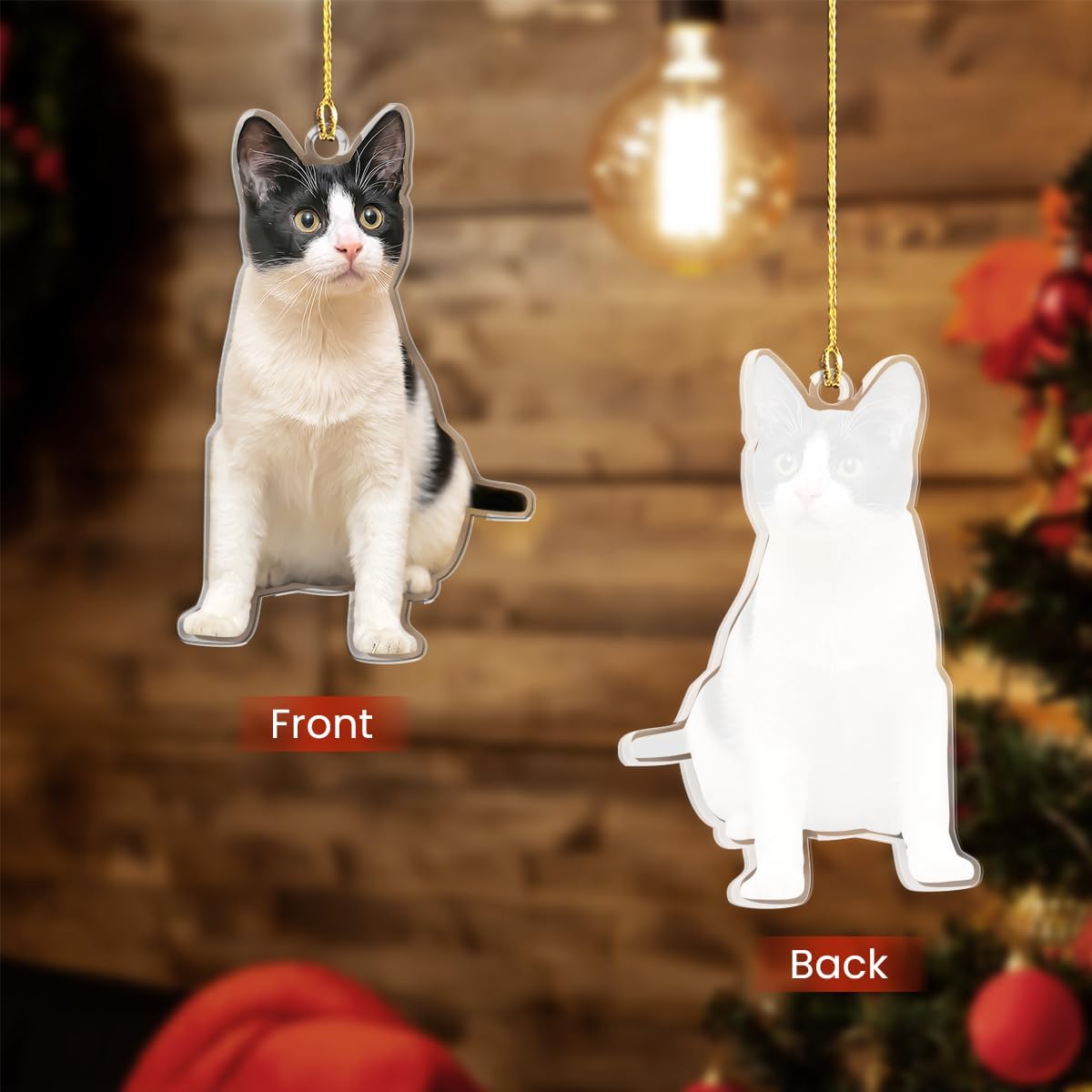 Personalized Acrylic Photo Ornament - Customized Christmas Tree Decor, Gift for Cat Lovers