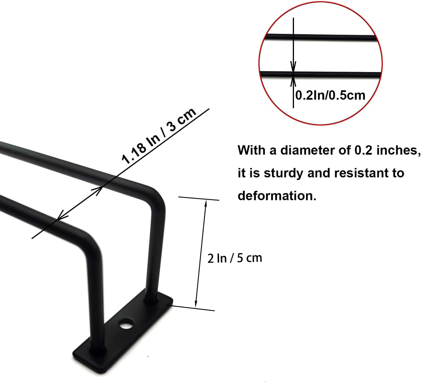 7 Inch Black Wine Glass Rack, Under Cabinet Wine Glass Holder, Wine Glass Hangers Under Shelf, Stemware Rack, Hanging Stemware Holder for Cabinet Kitchen Bar, Set of 4