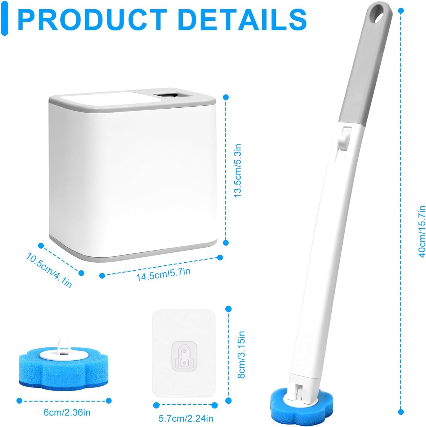 Disposable Toilet Brush with Holder, Disposable Toilet Cleaning System with 36 Refills, Toilet Wand Kit for Bathroom Toilet Cleaning (Disposable Toilet Brush)