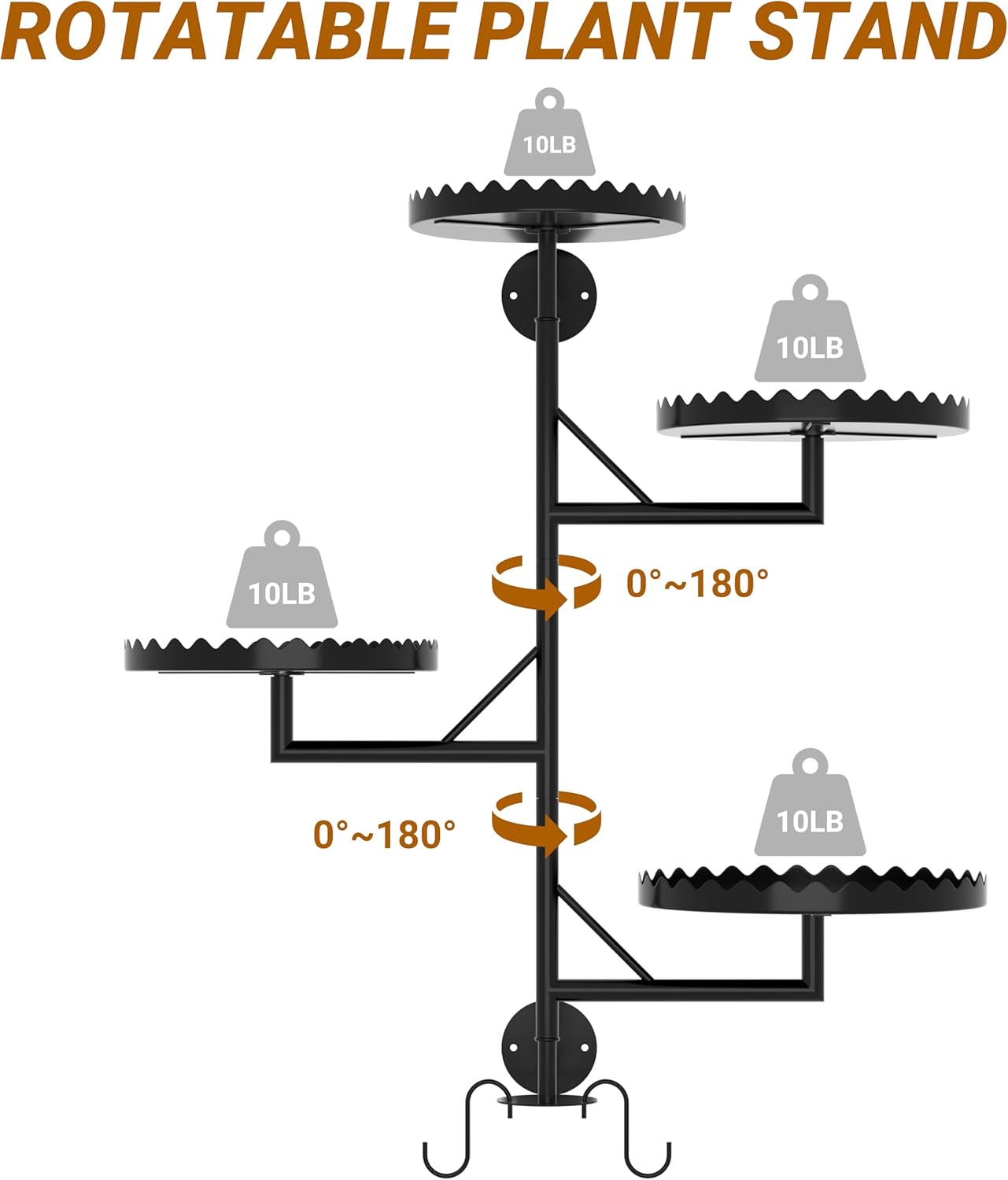 Rotating Wall Plant Shelves Versatile Window Plant Shelf for Indoor Plants Bathroom Living Room Use Wall Planter with Durable Metal Material 4 Pots