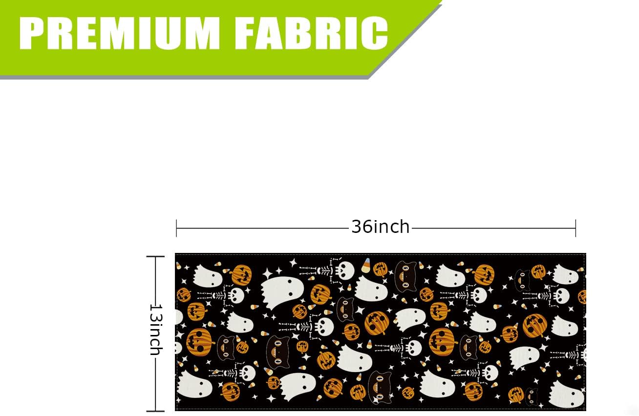 GAGEC Halloween Table Runner Black Cat Pumpkins Seasonal Kitchen Dining Table Home Outdoor Party Decorations (13'' x 36'')