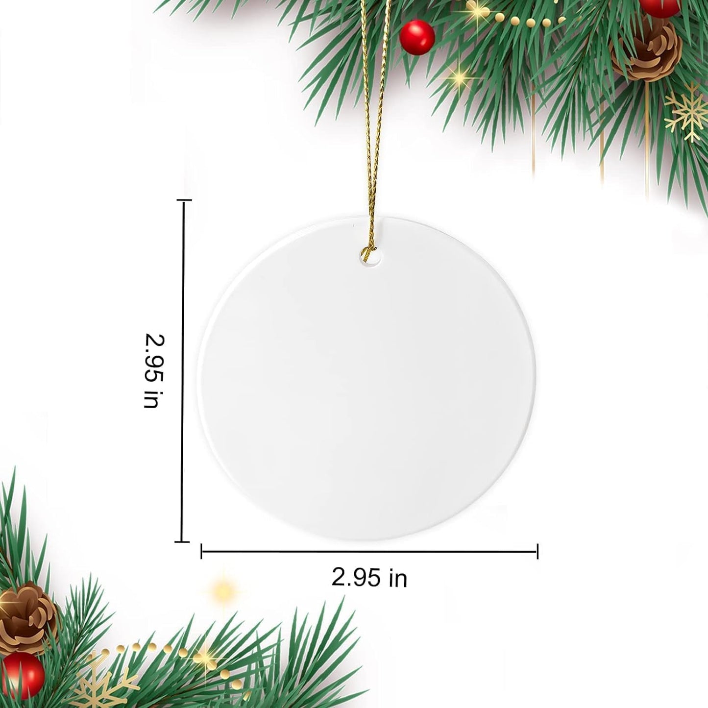 Sublimation Ceramic Ornaments - Bulk White Round Porcelain Ornament Blanks for Heat Press Printing - Personalized Xmas Tree Keepsake Crafts Gift