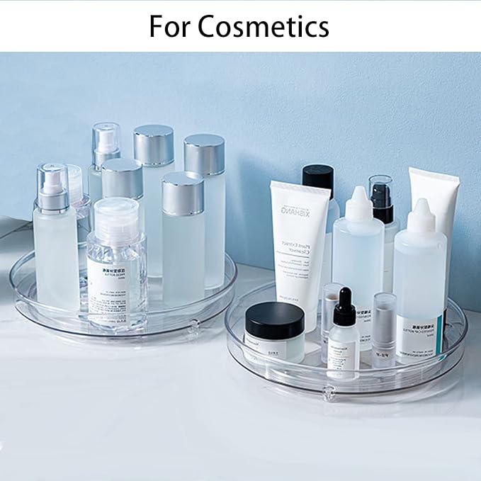 URALFA 9 Inch Lazy Susan Spice Rack Organizer, 360 Degree Rotating Round Lazy Susan Turntable for Cabinet, 2-Pack, Clear