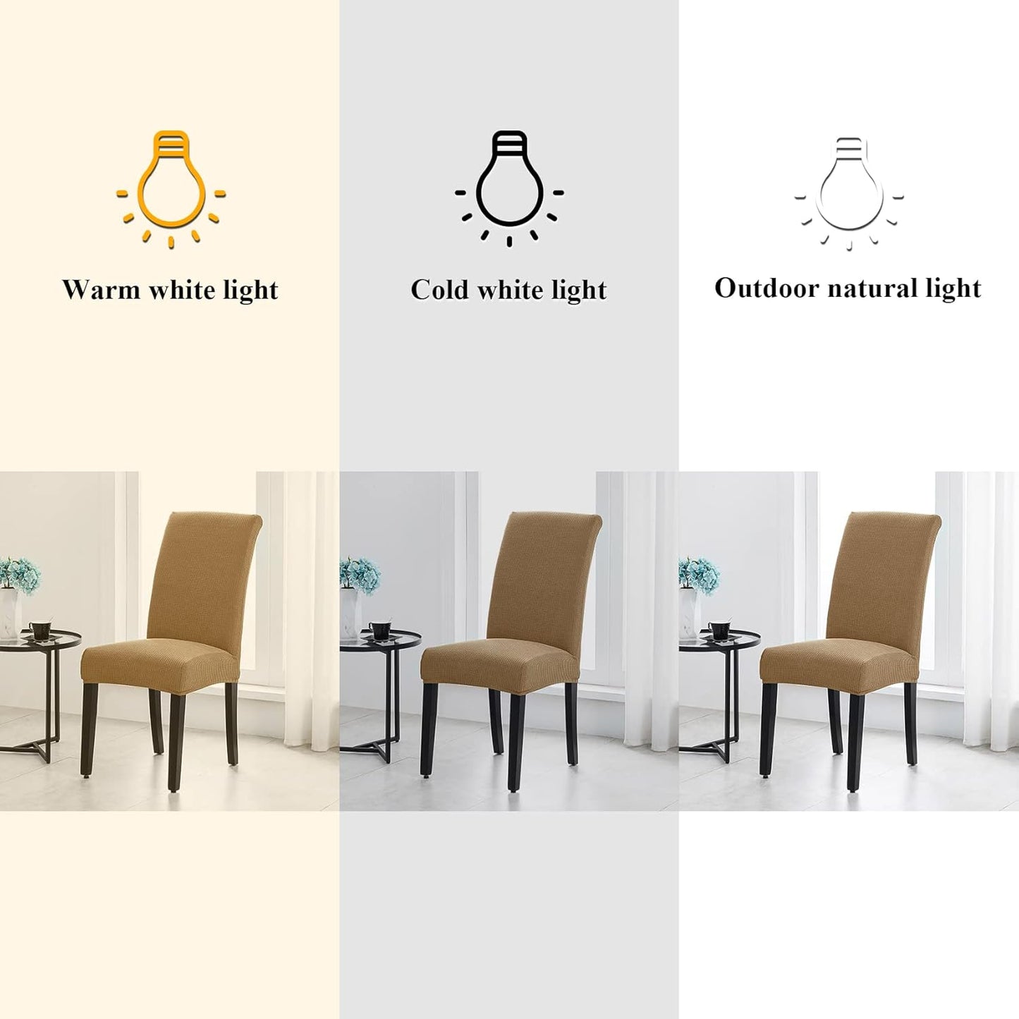 Joccun Chair Covers for Dining Room Set of 2,Dining Chair Slipcovers Stretch Dining Room Chair Covers Seat Protector,Washable Parsons Chair Cover for Home,Hotel,Banquet(Tan,2 Pack)