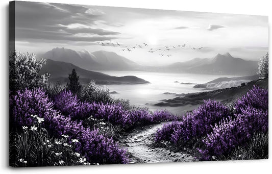 KELIYUAN Large Canvas Wall Artwork Home Decoration Painting Black And White Landscape Modern Print Painting Living Room Decor And Bedroom Office Wall Decoration Natural Scenery Mural 24 X 48 Inches