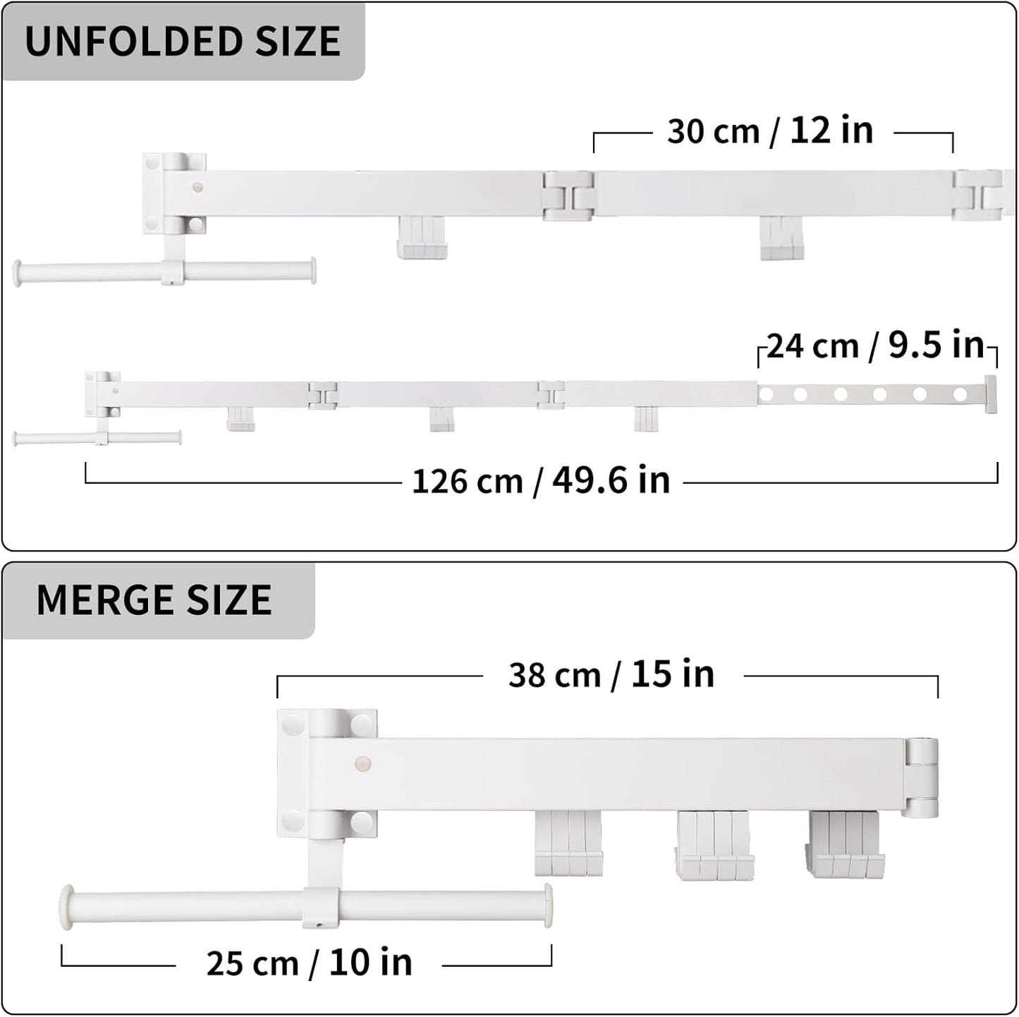 Wall Mounted Clothes Drying Rack,Drying Rack Clothing Wall Mount with Foldable Features(Tri-Fold),Space Saver,Wall Mounted Drying Rack for Laundry Balcony Bathroom (White)