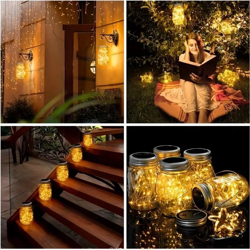 ZNYCYE Mason Jar Solar Lights for Outside, 12 Pack 30 LED Fairy Firefly Lights Mason Jar Solar Lids Outdoor Waterproof String Lights with Hangers(NO JARS) for Patio Garden Yard Lawn Decor - Warm White