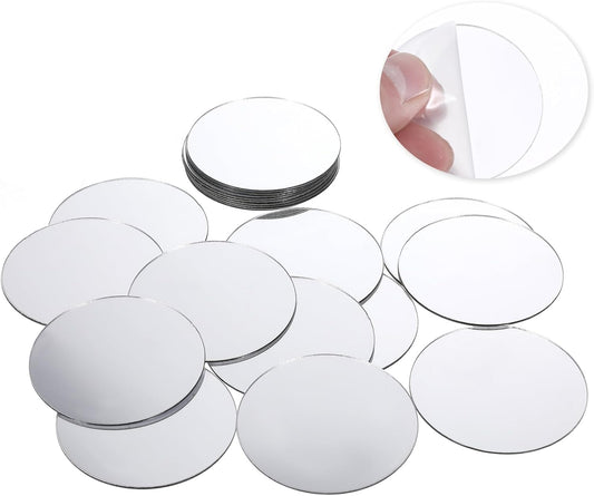 20Pcs Mini Acrylic Round Mirror Tiles Circles Craft Mirror Tiles Self Adhesive Mirror Stickers Decorative Mosaic Mirror Sheets for DIY Crafts, Wall Decor, Jewelry Making (2 Inch)
