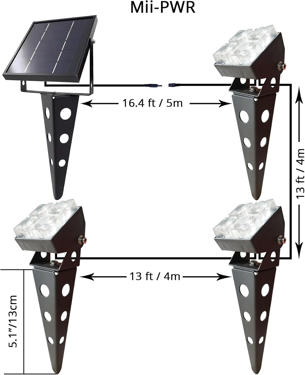 Solar Spot Lights Outdoor Waterproof IP65 Landscape Spotlights with Metal Stake 42ft Cable 3-in-1 Cool White Auto On/Off Dusk to Dawn Uplights for Flag Pole Trees Garden Yard Landscape Downlight
