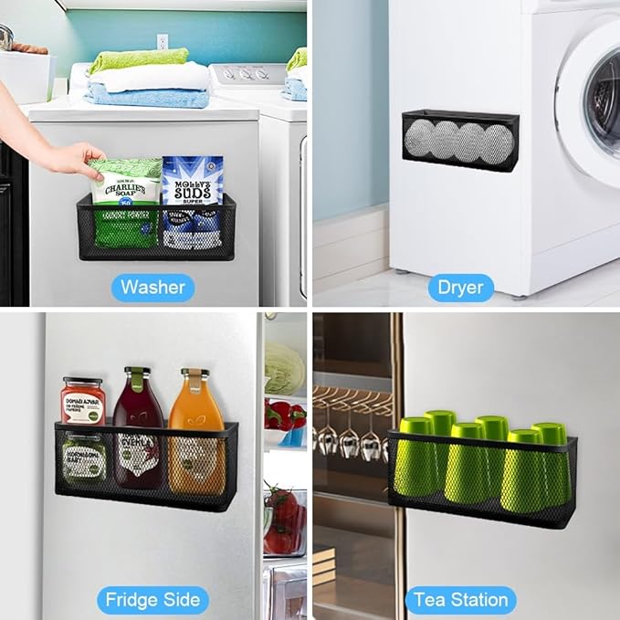 Picowe Magnetic Laundry Organizer, Large Magnet Basket for Laundry Room,16.5lb Capacity Magnetic Shelf for Washer /Dryer, Fridge & Small Spaces ( B, White)