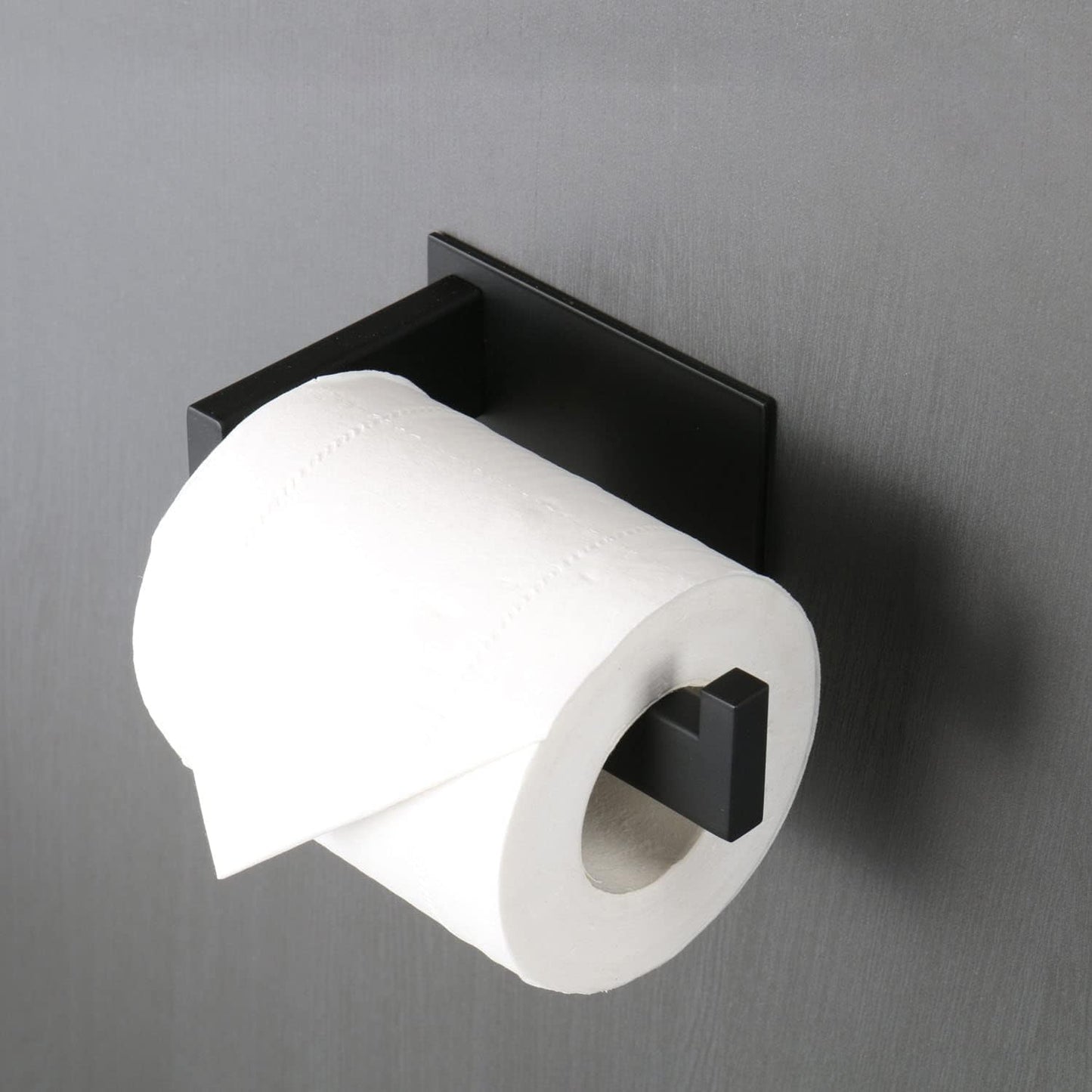 Toilet Paper Holder, Self Adhesive Tissue Holder Stainless Steel Rustproof Paper Roll Holder, No Drilling Easy to Install, Toilet Paper Rack Suitable for Office, Bathroom (2, Matte Black)