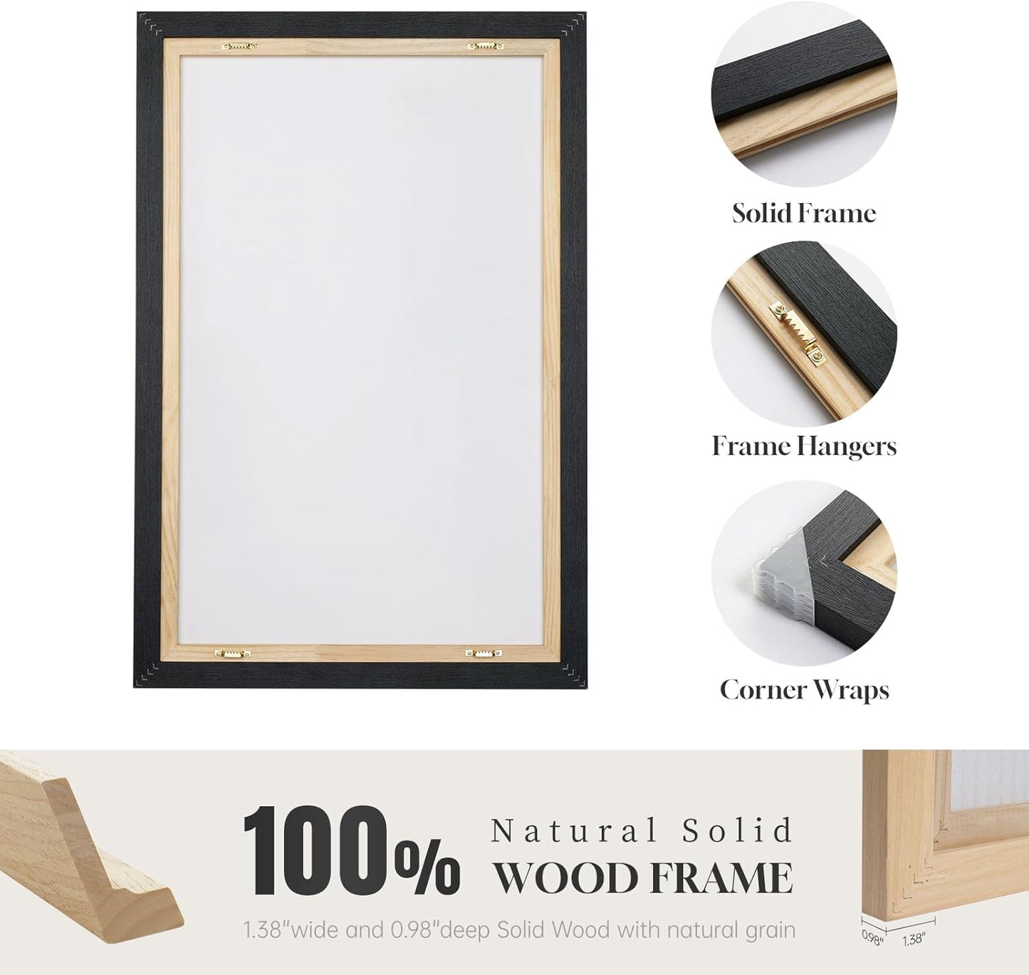 Large Framed Navy Blue and Grey Abstract Wall Art for Living Room, 3 Piece Modern Canvas Prints Paintings Artwork for Walls, Minimalist Abstract Pictures Wall Decor for Hallway Office Bedroom 24x36 In