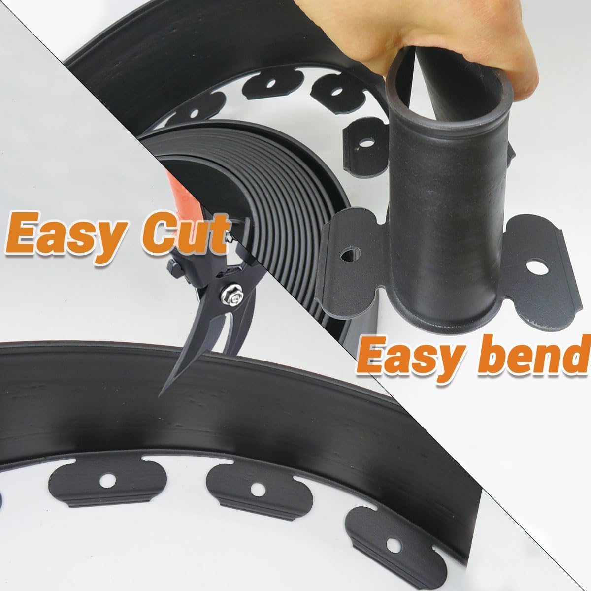 Landscape Edging Border, Plastic Edging for Landscaping, Garden Edging Border,Lawn Edging,Garden Borders,Flower Bed Edging no dig,Rubberific Landscape Edging, (Plastic Stakes, Black-33Feet-Tall Wall)