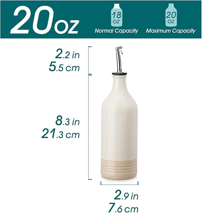 vancasso 20 Oz Ceramic Olive Oil Dispenser Bottle, Bottle Dispenser with Spout and Funnel for Kitchen,Suitable for Oil, Vinegar, Coffee Syrups & Other Liquids，Cream