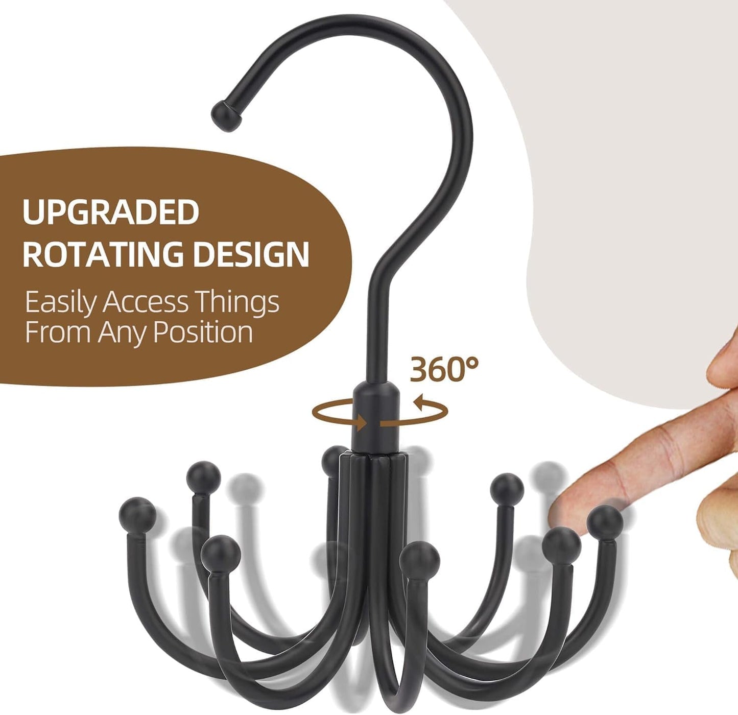 ZEDODIER Tank Top Hanger, Rotatable Bra Organzier for Closet, Max 24 Storage Capacity Sport Bra Holder, Metal Space Saving Closet Organizers and Storage, Black