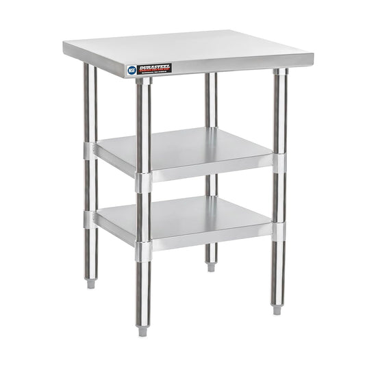 DuraSteel Food Prep Stainless Steel Table - 24 x 24 Inch Commercial Metal Workbench with Adjustable Under Shelf - NSF Certified - for Restaurant, Warehouse, Home, Kitchen, Garage